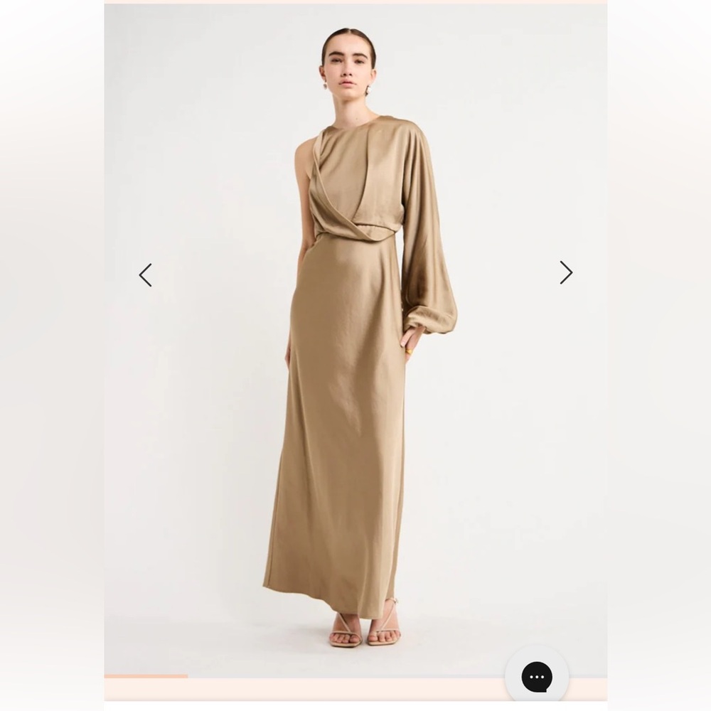 Significant Other Alessia One Shoulder Long Sleeve Dress In Latte